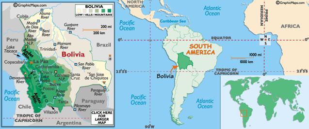 Map of Bolivia, Bolivia Land Information