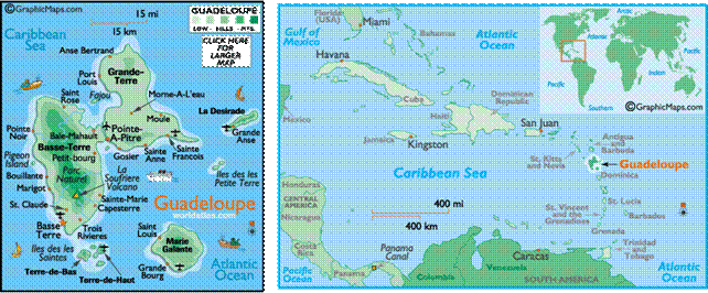 Map of Guadalupe, Caribbean Islands