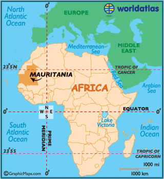 locator map of Mauritania