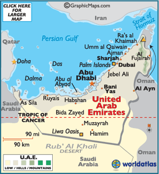 map of United Arab Emirates