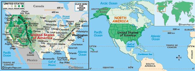 USA Maps, Map of the United States of America, Landforms of the US, US Mountain Ranges