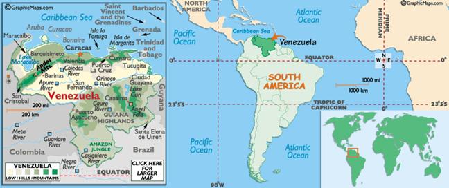 Venezuela Map, South American Countries 
